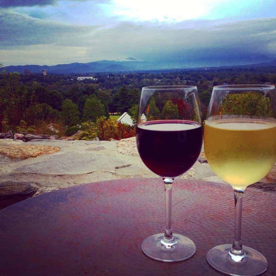 wine on the sunset terrace at the grove park inn