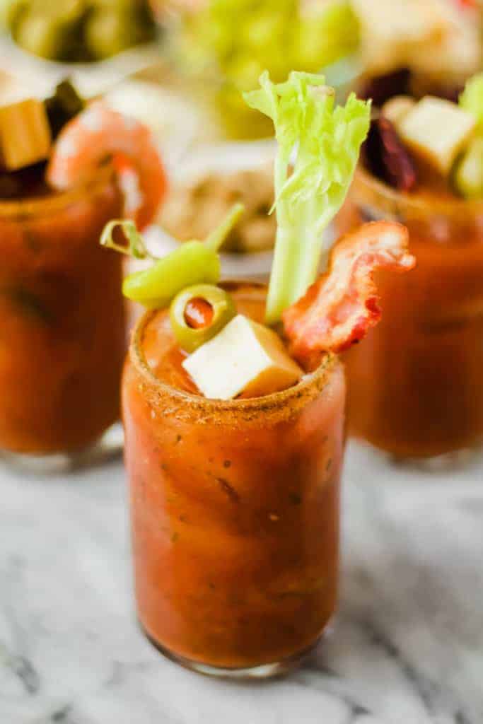 spicy bloody mary made with build your own bloody mary bar ingredients