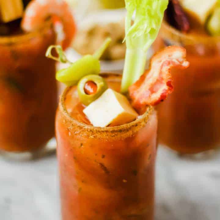 spicy bloody mary made with build your own bloody mary bar ingredients