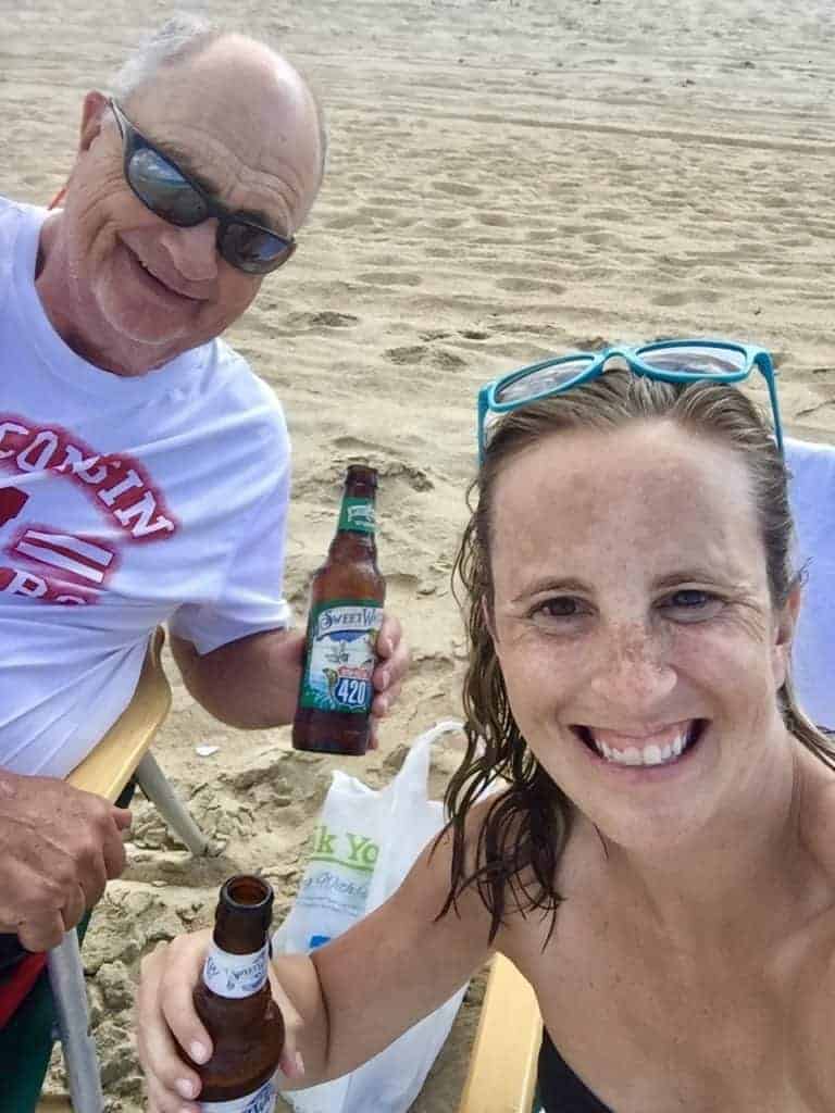 enjoying beers on the beach at the outer banks