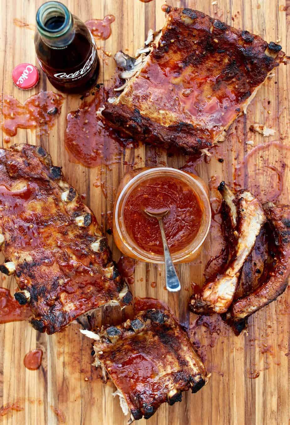 grilled baby back ribs with a coca-cola barbecue sauce