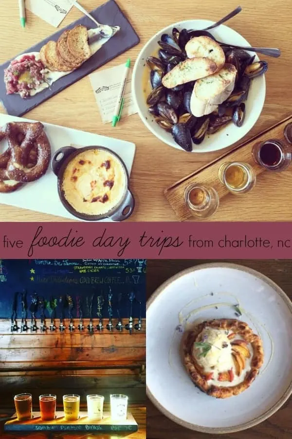 plan a fun day trip with friends to these five places within driving distance of charlotte, nc: asheville, nc, shelby, nc, winston-salem, nc, morganton, nc and york, sc. perfect for a quick vacation or road trip! plus tons of restaurant recommendations to eat and drink when you get there!