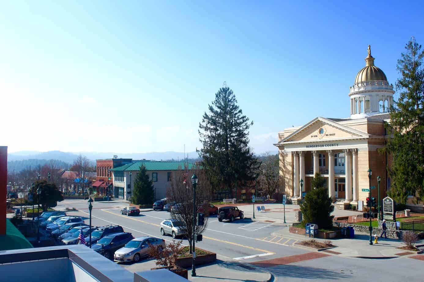 view of downtown hendersonville from new downtown hendersonville restaurant shine