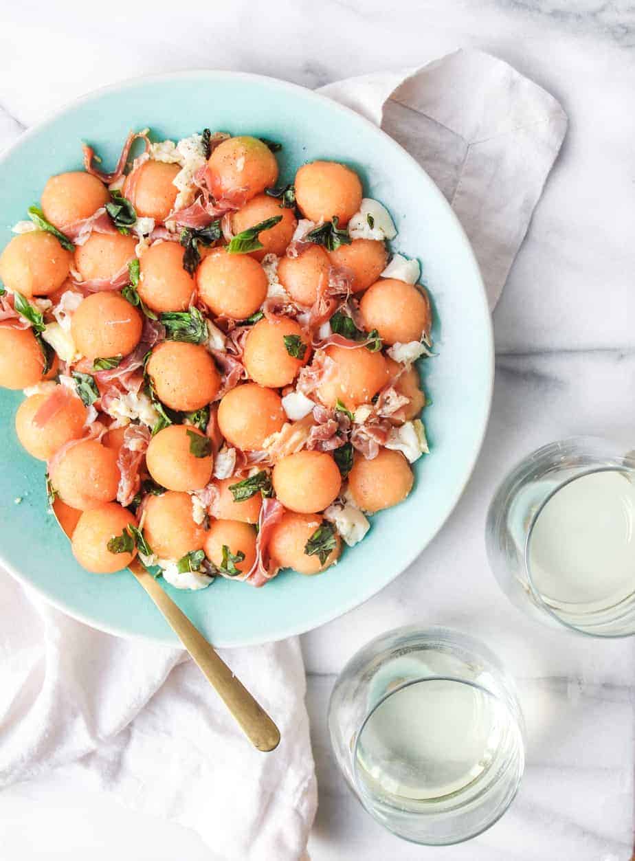 cantaloupe caprese summer salad