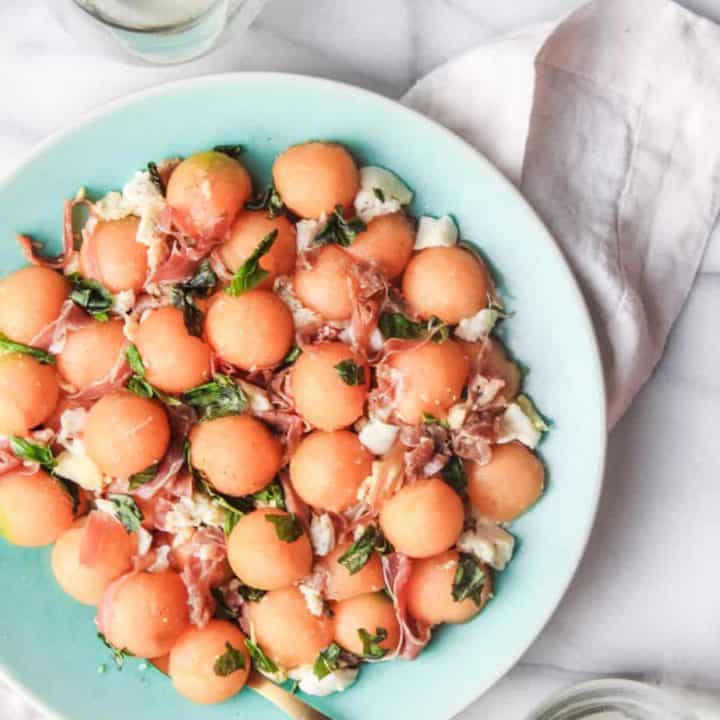 cantaloupe caprese summer salad