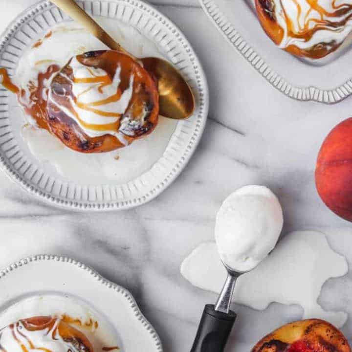 grilled peach sundaes