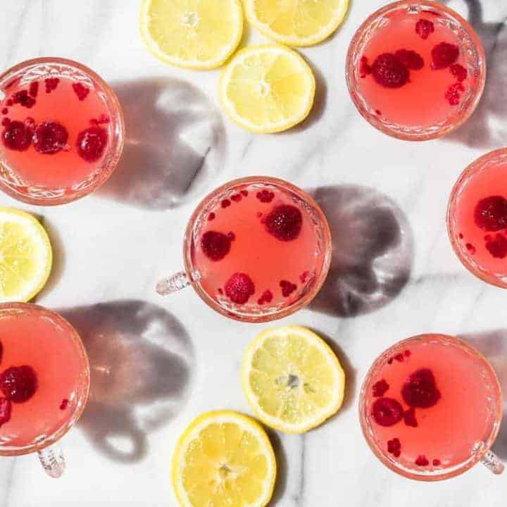 sparkling raspberry lemonade punch cocktail