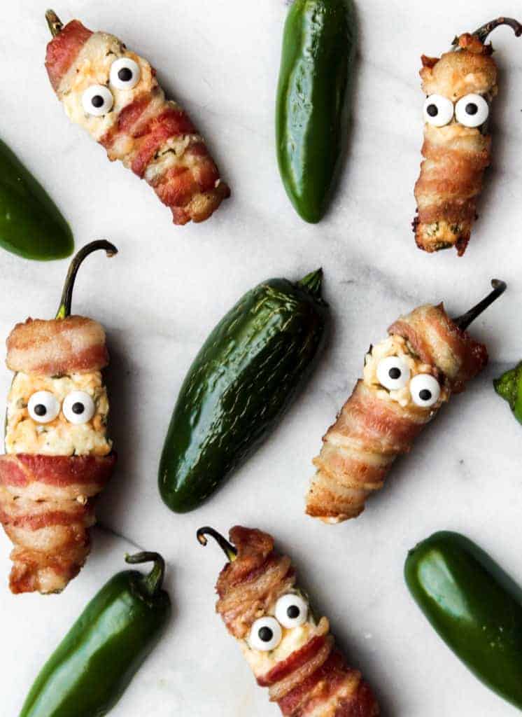 bacon wrapped jalapeno popper mummies appetizer