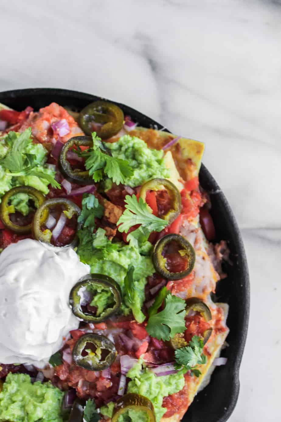 loaded grilled nachos close up