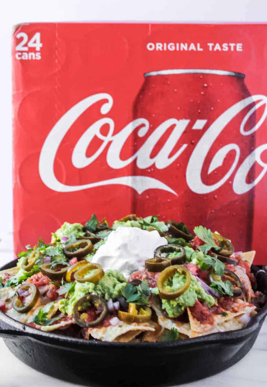 loaded grilled nachos with coke box