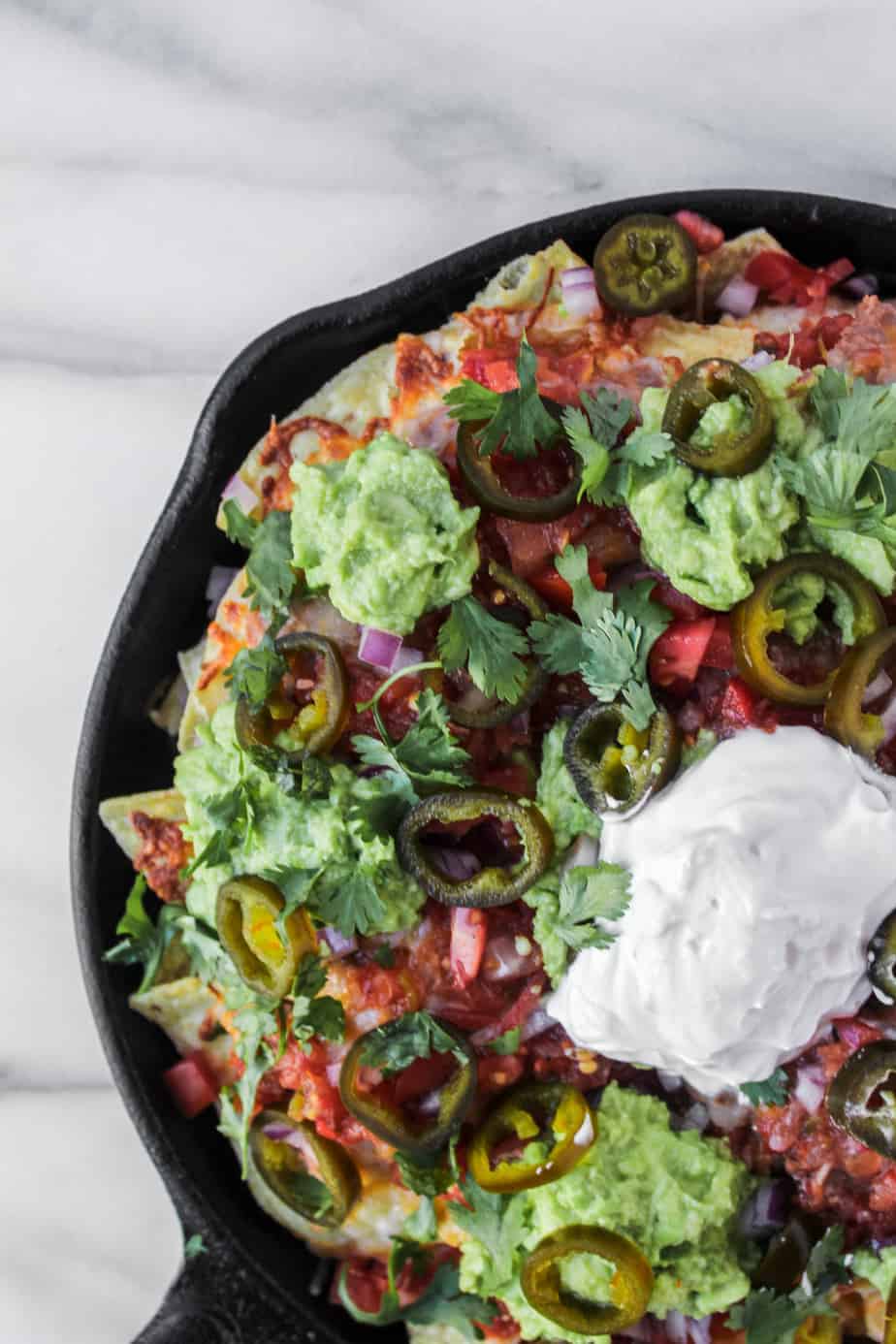 loaded grilled nachos with sour cream