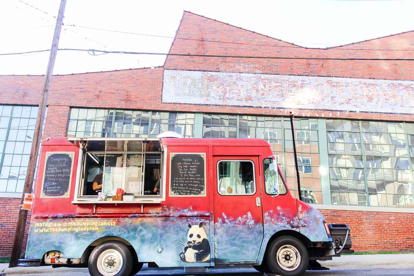 the dumpling lady truck parked for service