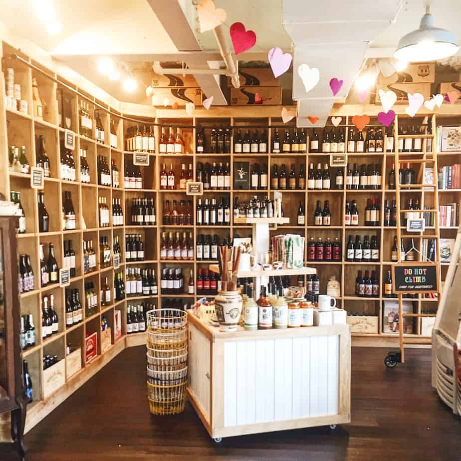 wine section of lincoln's haberdashery great for low key charlotte brunch