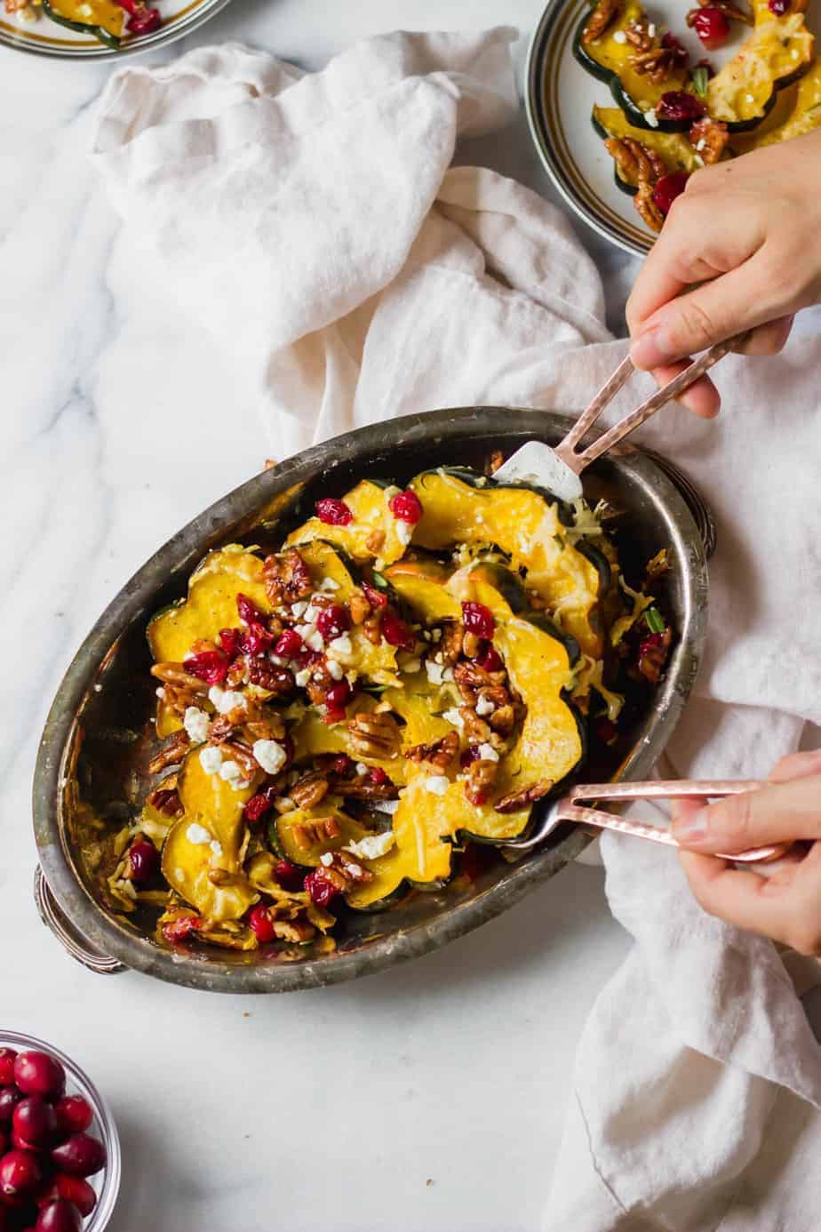 thanksgiving recipe round up roasted acorn squash with candied peacns