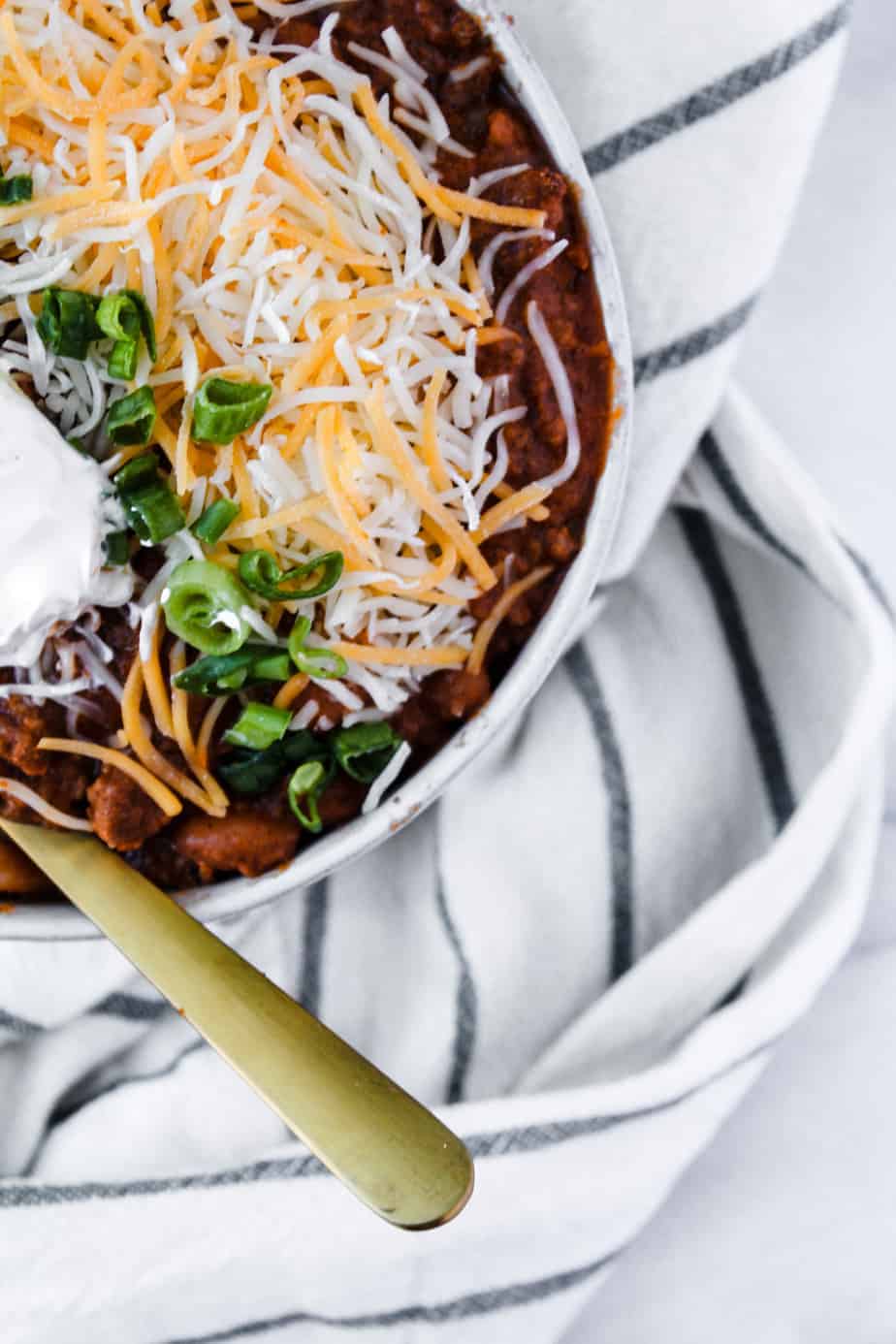 mom's award winning chili recipe with shredded cheese