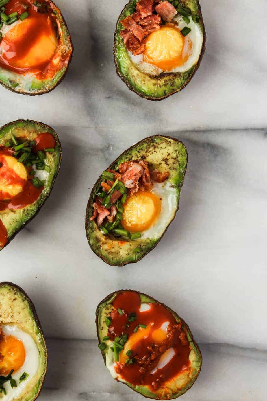 whole30 breakfast baked eggs in avocado