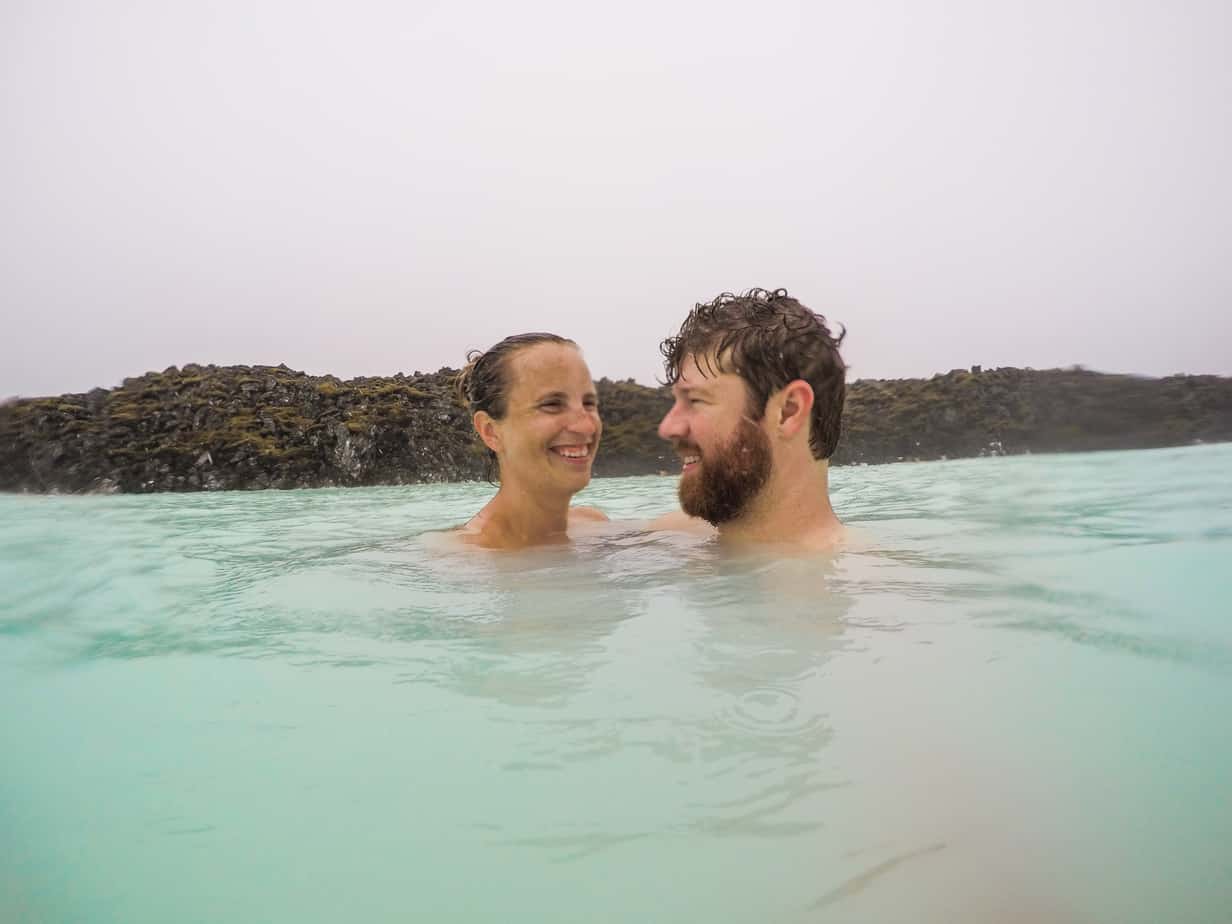 iceland itinerary floating at the blue lagoon