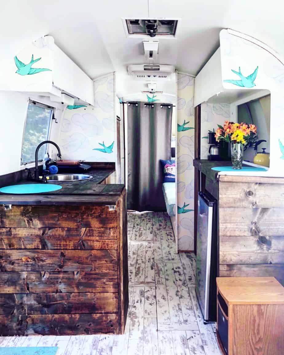 rosie the riveted airstream interior at asheville glamping