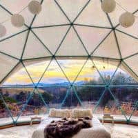 sunrise in dome 2 at asheville glamping