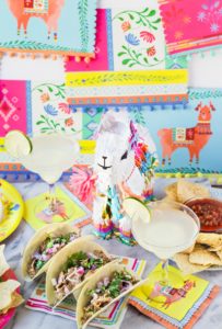 llama pinata, tacos and margaritas