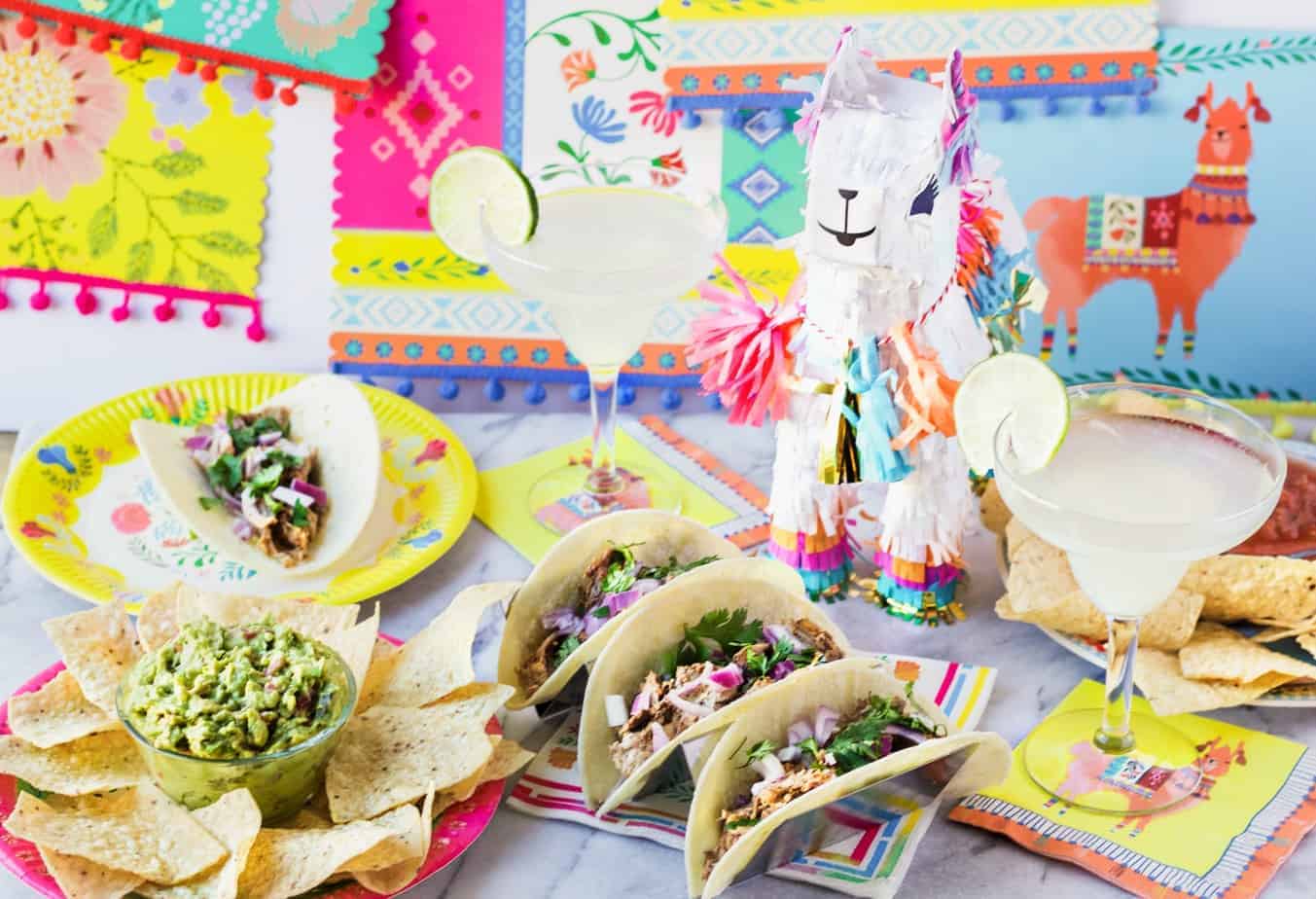 pinata margaritas and tacos