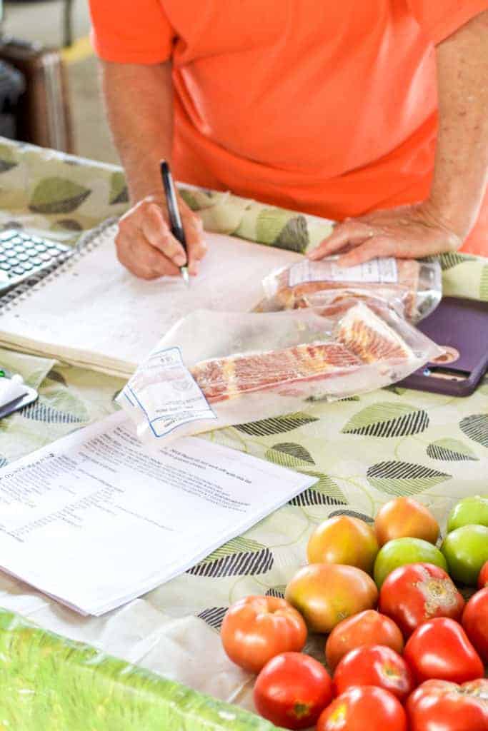 calculating a sale at the charlotte regional farmers market