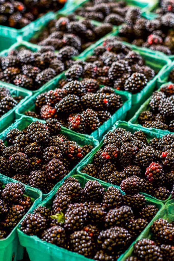 pints of fresh blackberries for sale at the charlotte farmers market