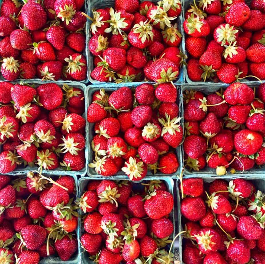 pints of strawberries at the charlotte farmers market