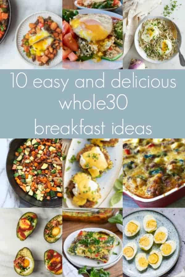 collage of whole30 breakfast recipes