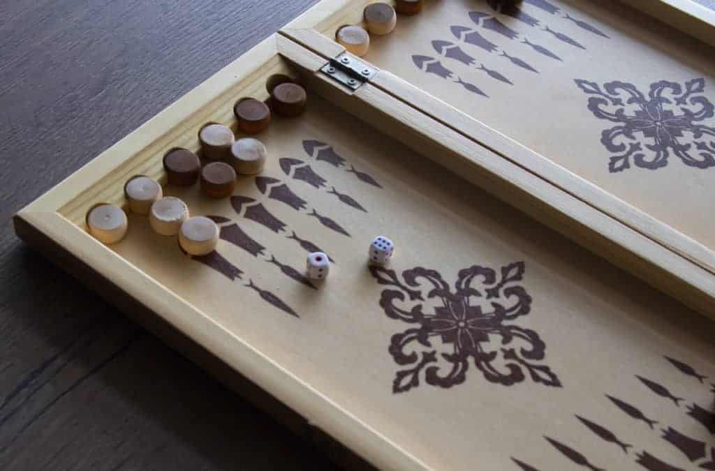 wooden backgammon board