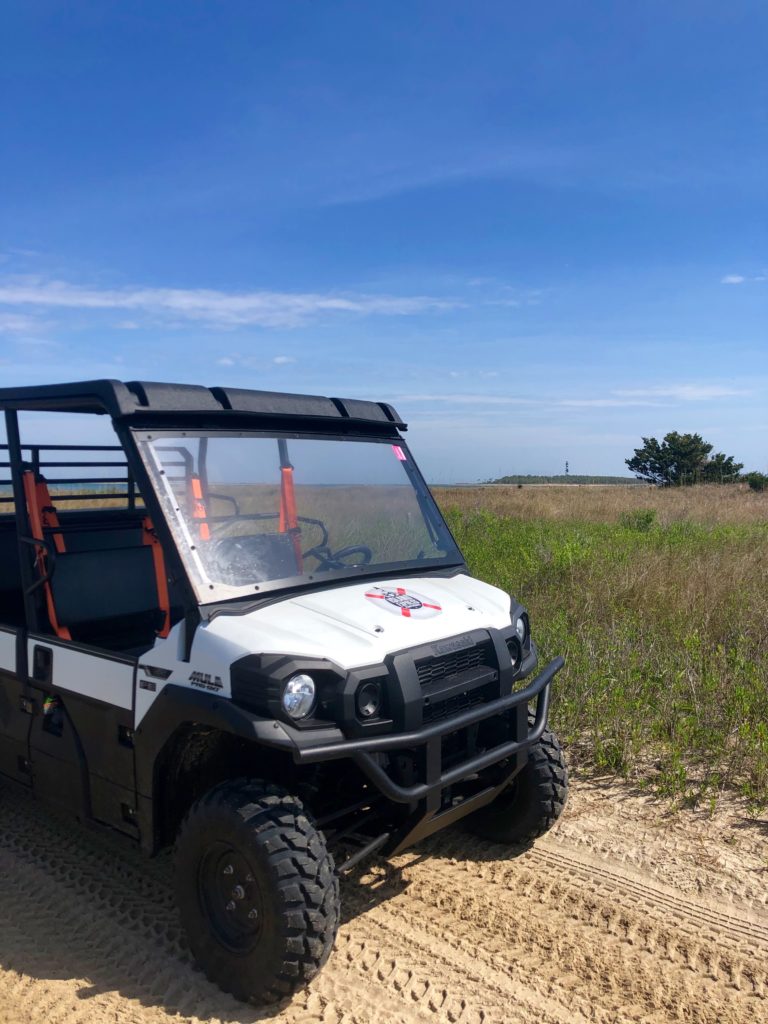 white 4WD vehicle used to explore cape lookout national seashore