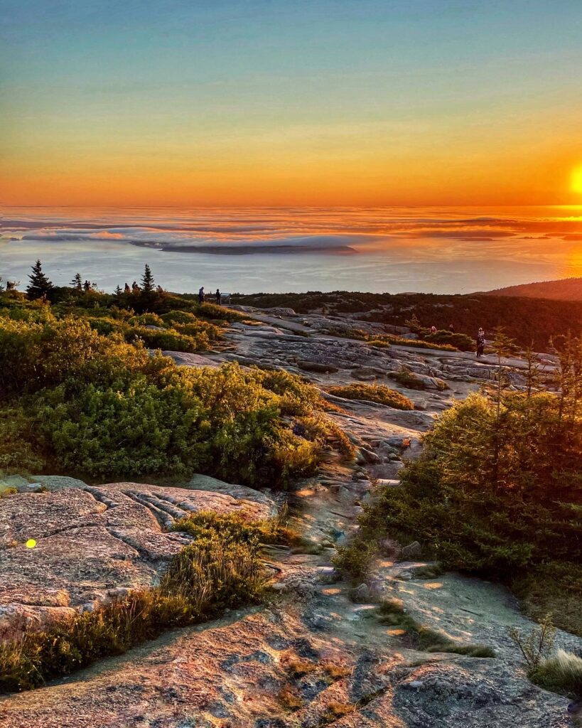 sunrise from on top of cadillac mountain