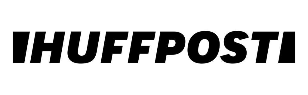 Bold, black text on a white background reads “IHUFFPOSTI” in all capital letters, resembling the logo style of HuffPost.