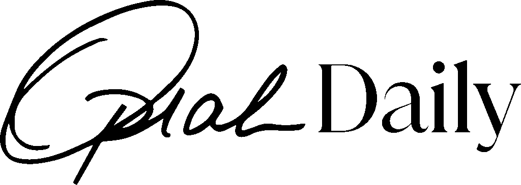 Logo with the words “Opal Daily”; “Opal” is written in a large, cursive script, and “Daily” is in a smaller, elegant serif font. Black text on a transparent background.