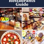 A collage showcases cocktails at a bar, a platter with beer and snacks, a Margherita pizza, and a charcuterie board, with text: The Ultimate Charlotte Restaurants Guide.