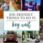 Collage of kids eating ice cream, watching fish in an aquarium, posing at the Southernmost Point, and a cat lounging under greenery. Text: Kid-Friendly Things to Do in Key West. Logo: Off the Eaten Path. Discover some of the top things to do in Key West with kids, from tasty treats to fun attractions the whole family will love.